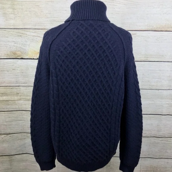 Vince Navy Cable Knit mock neck Sweater